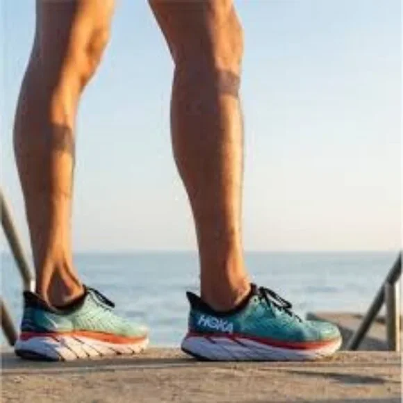 Hoka One One Men's Teal Aquarelle Clifton 8 Running Athletic Shoes Sz 11.5D 3021 - Picture 2 of 16